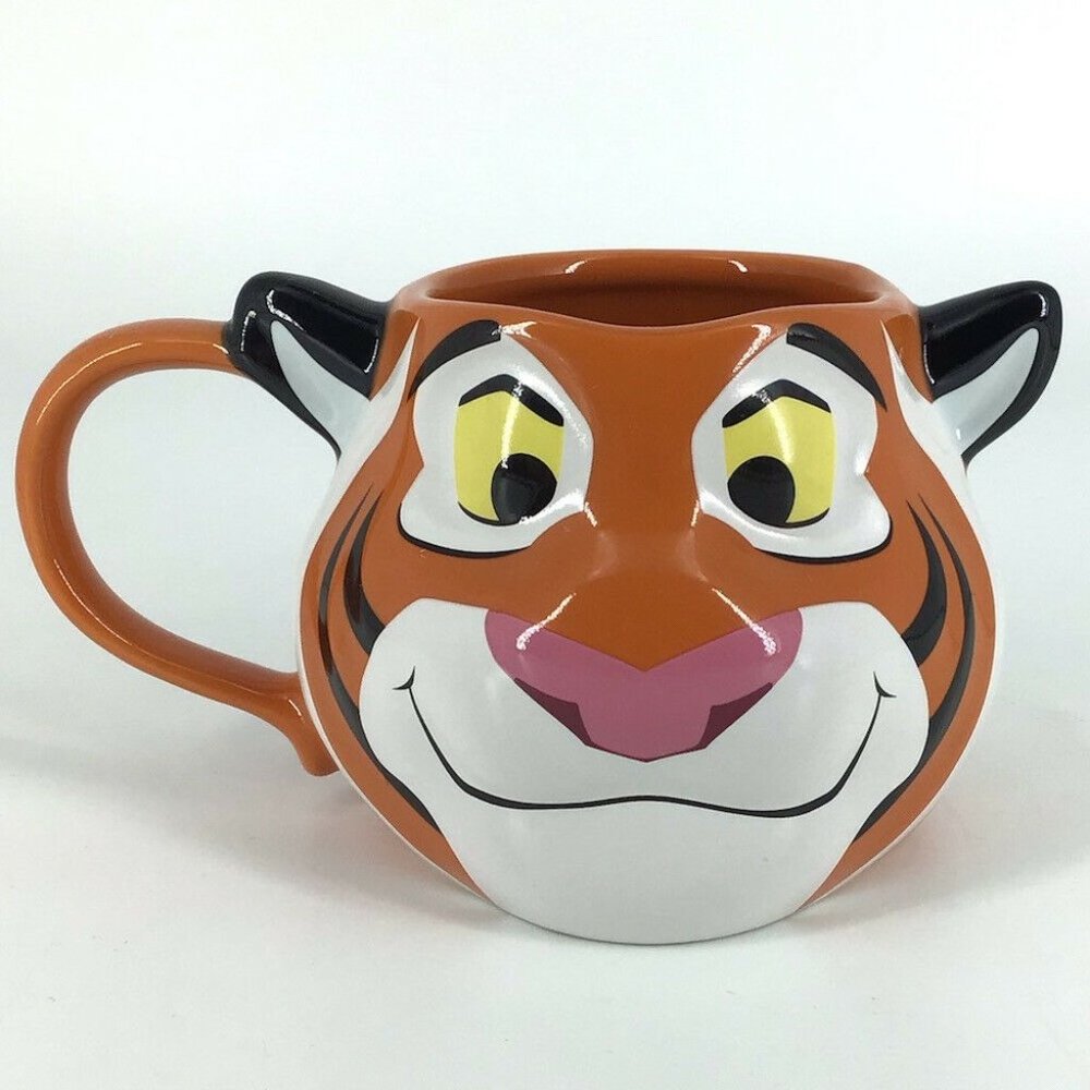 Disney Aladdin Rajah Tiger Orange & White 3D Figural Ceramic Coffee Tea Mug Cup